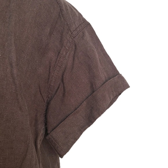 J.Crew Baird Mcnutt Irish Linen Button Up‎ Shirt Brown Minimalist Coastal XXS - Picture 3 of 10